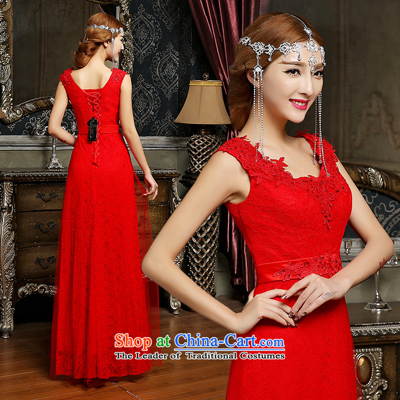 Noritsune bride new spring of 2015 Field shoulder bows dress stylish Sau San video thin marriage long bows dress toasting champagne married bridal dresses RED M noritsune bride shopping on the Internet has been pressed.