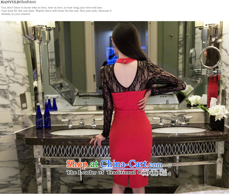 In accordance with the key, 2015 to optimize the new Korean female sexy fluoroscopy lace hangs also engraving long-sleeved gown dresses red L picture, prices, brand platters! The elections are supplied in the national character of distribution, so action, buy now enjoy more preferential! As soon as possible.