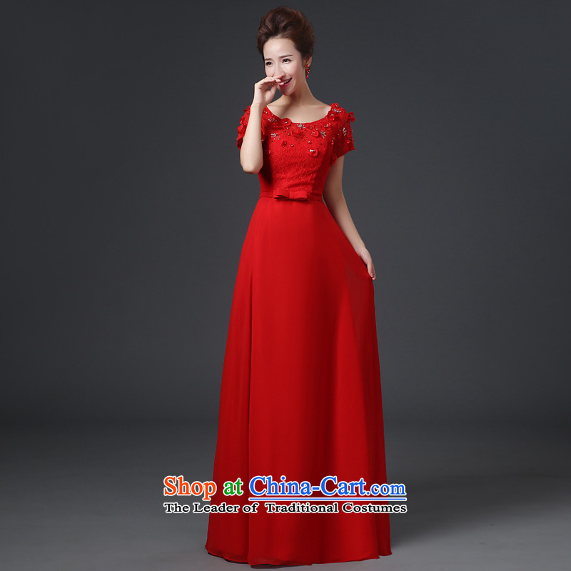 Jie mija long gown 2014 new bride wedding dress red bows services stylish lace wiping the chest long skirt autumn and winter, Red XXL, Jie mia , , , shopping on the Internet