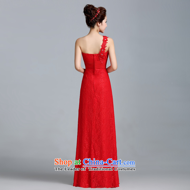Jie mija bows Service Bridal Fashion 2014 new Korean Red single shoulder length of marriage under the auspices of evening dresses women Sau San red , L, Cheng Kejie mia , , , shopping on the Internet