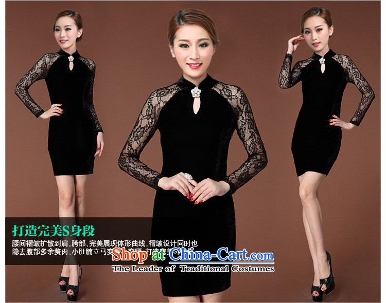In accordance with the key, 2015 optimized for autumn and winter by the new Europe and aristocratic wind OL retro qipao lace spell receive waist dresses dark red S picture, prices, brand platters! The elections are supplied in the national character of distribution, so action, buy now enjoy more preferential! As soon as possible.