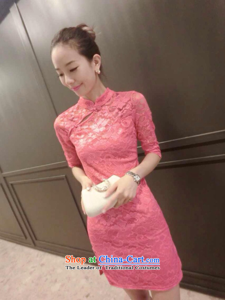 In accordance with the key, 2015 optimized load new autumn lace Sau San video thin cheongsam dress pink XL Photo, prices, brand platters! The elections are supplied in the national character of distribution, so action, buy now enjoy more preferential! As soon as possible.