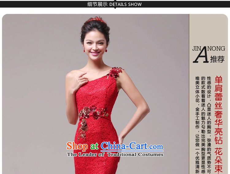 Jie Mija 2015 new wedding dresses red single shoulder lace long crowsfoot bows services marriages evening dresses red S picture, prices, brand platters! The elections are supplied in the national character of distribution, so action, buy now enjoy more preferential! As soon as possible.