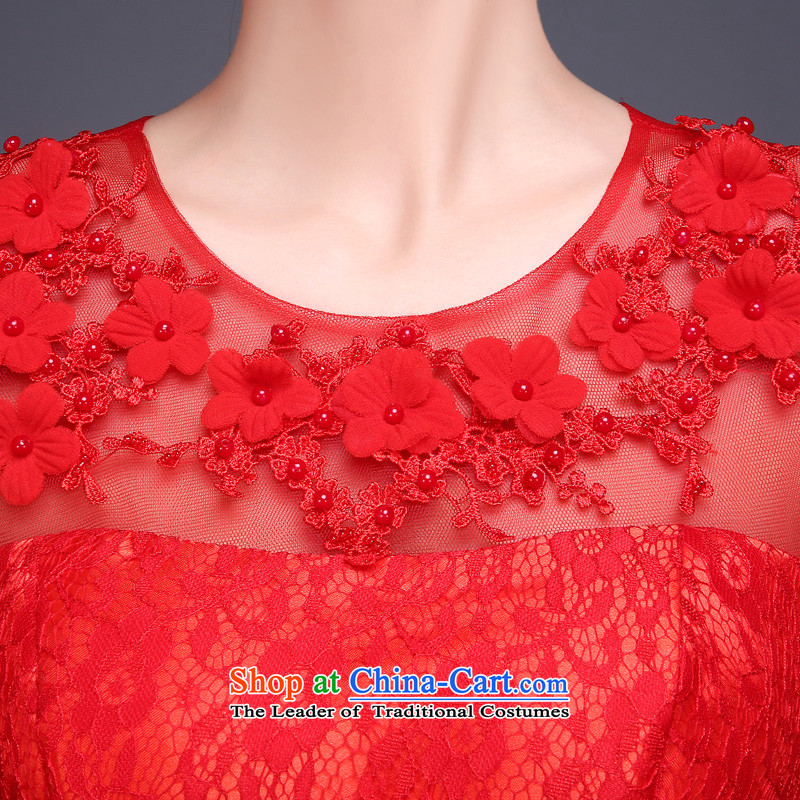 The Republika Srpska divas long autumn 2015 new bride bows shoulders lace zipper large graphics thin flowers of pregnant women Sau San beaded marriages evening dresses bows services ), stylish and elegant red L (Republika Srpska (pnessa divas) , , , shopping on the Internet