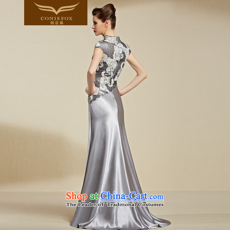 Creative Fox evening dresses 2015 new dress long evening banquet Female dress bows services under the auspices of the annual meeting of the Sau San dress model dress female 82093 Light Gray , creative Fox (coniefox) , , , shopping on the Internet