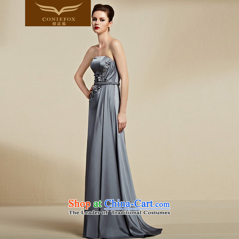 Creative Fox evening dresses 2015 new anointed chest bridesmaid dress female long banquet hosted the annual dress skirt evening dress suit 82083 Back Light Gray , L, creative Fox (coniefox) , , , shopping on the Internet
