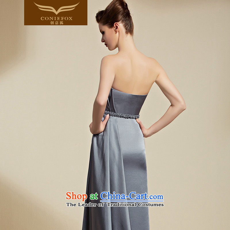 Creative Fox evening dresses 2015 new anointed chest bridesmaid dress female long banquet hosted the annual dress skirt evening dress suit 82083 Back Light Gray , L, creative Fox (coniefox) , , , shopping on the Internet