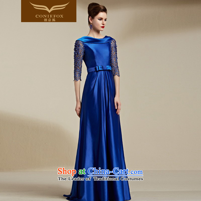 Creative Fox evening dresses 2015 new stylish blue long-sleeved gown banquet dress annual meeting of persons chairing the toasting champagne evening dress suit 30816 S creative fox blue (coniefox) , , , shopping on the Internet