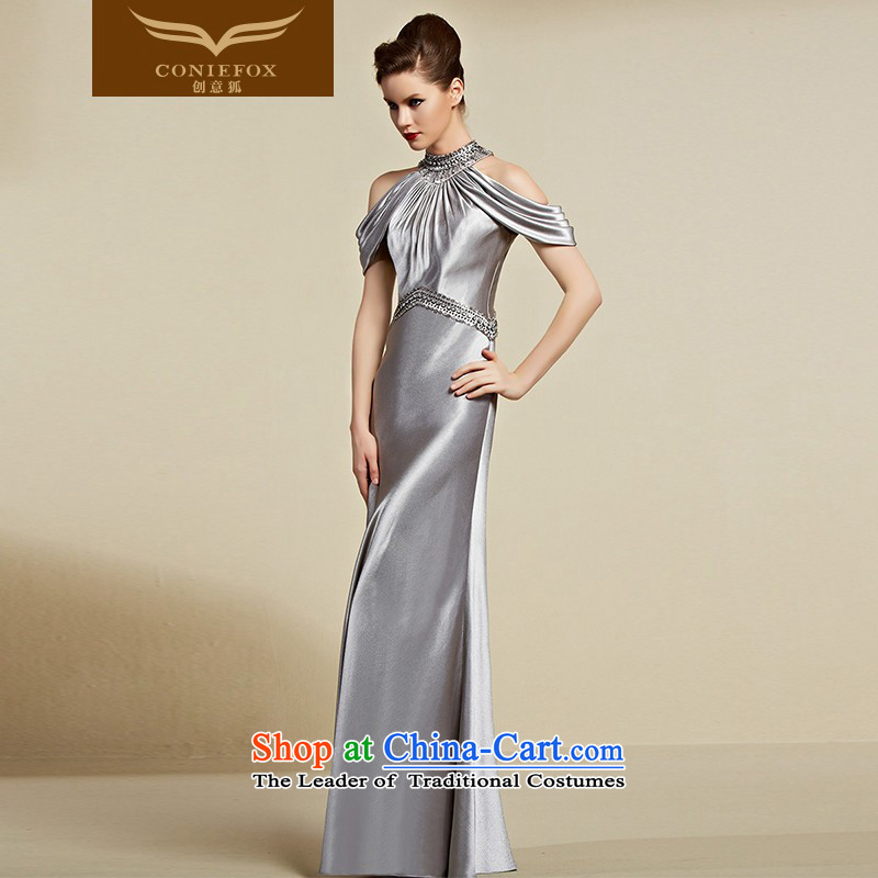 Creative Fox evening dresses 2015 new hang also dress long evening dresses and evening banquet dress bows her dress and female model 30808 dress light gray XL, creative Fox (coniefox) , , , shopping on the Internet