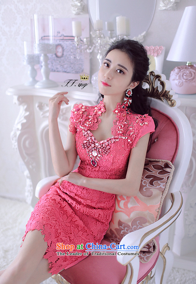 Tisa  2015 bride evening dresses bridesmaid dress luxury diamond studs pearl lace dresses evening dresses 8080 luxury pink L picture, prices, brand platters! The elections are supplied in the national character of distribution, so action, buy now enjoy more preferential! As soon as possible.
