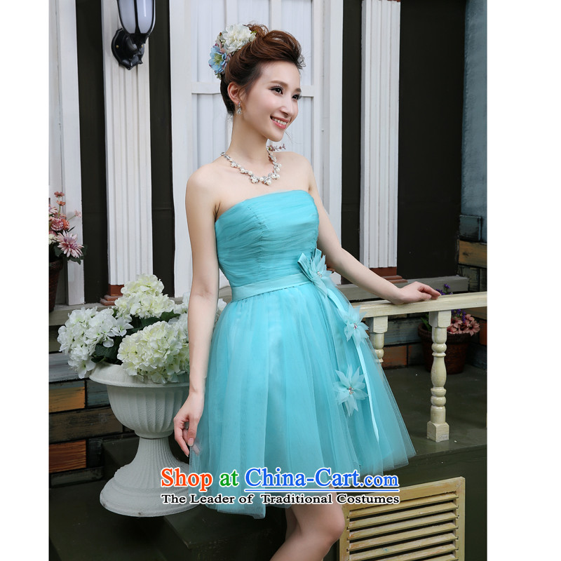 Jie mija wedding dresses new 2015 purple champagne color bon bon skirts and chest in a small blue dress short bridesmaid XXL, skyblue services jie mia , , , shopping on the Internet