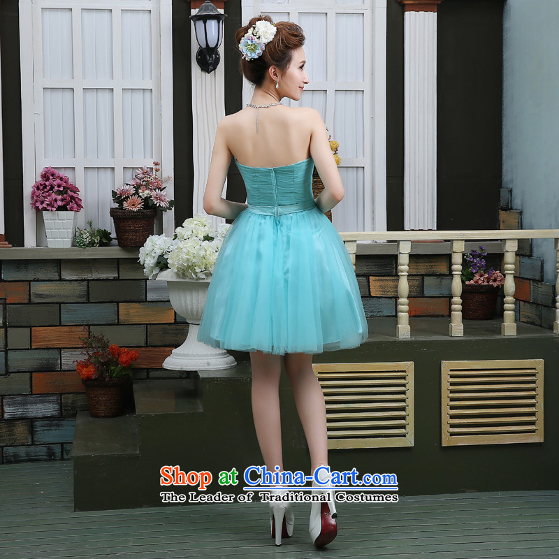 Jie mija wedding dresses new 2015 purple champagne color bon bon skirts and chest in a small blue dress short bridesmaid XXL, skyblue services jie mia , , , shopping on the Internet