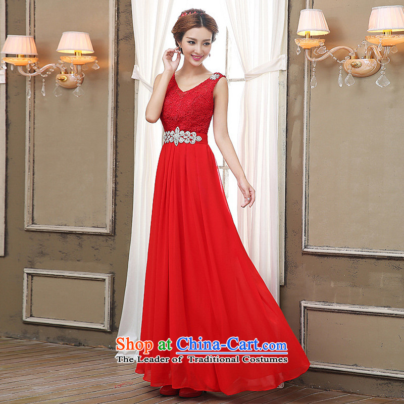 2015 new dresses bows services marriages red upscale dinner dress long wedding bridesmaid service female purple M ishan goods shopping on the Internet has been pressed.