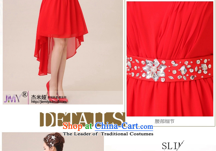 Jie Mija  2015 new bride Wedding Dress Short) before serving bridesmaid short long after the shoulders, red long bows evening dress red XXXL picture, prices, brand platters! The elections are supplied in the national character of distribution, so action, buy now enjoy more preferential! As soon as possible.