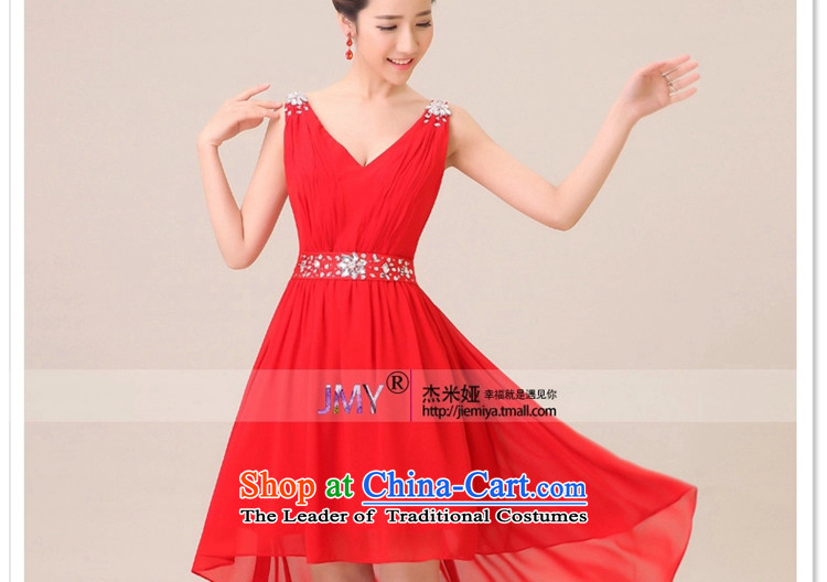 Jie Mija  2015 new bride Wedding Dress Short) before serving bridesmaid short long after the shoulders, red long bows evening dress red XXXL picture, prices, brand platters! The elections are supplied in the national character of distribution, so action, buy now enjoy more preferential! As soon as possible.
