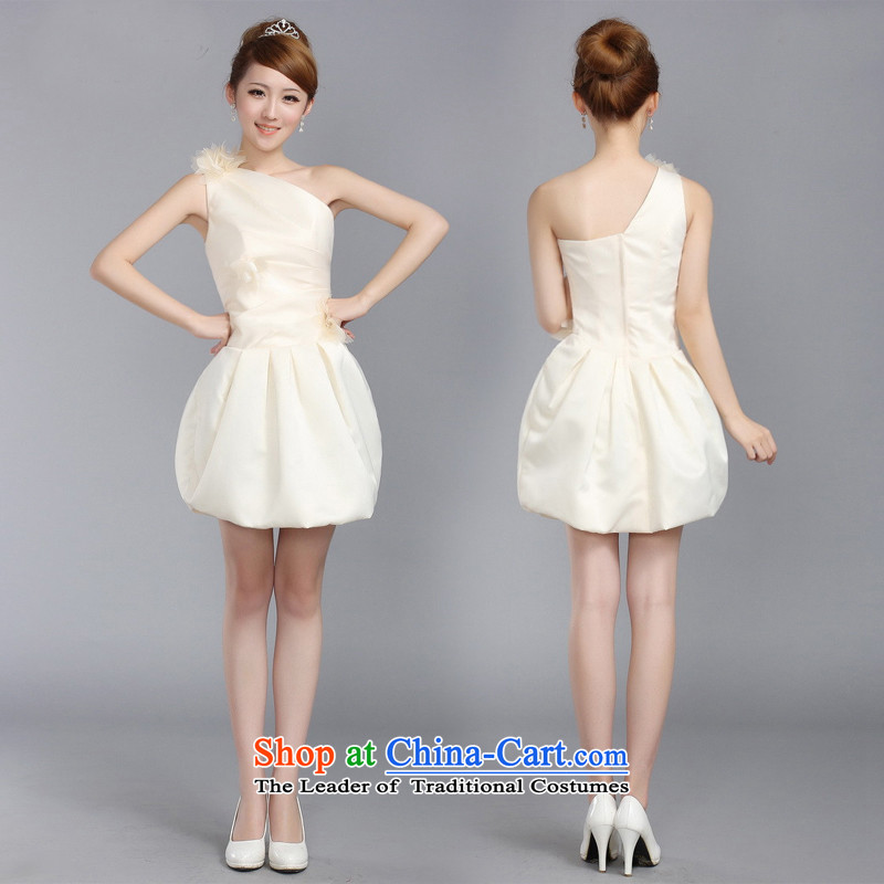 Ishan goods stylish tight elastic bride bridesmaid marriage shoulder bows to show small dress champagne color M ishan goods shopping on the Internet has been pressed.