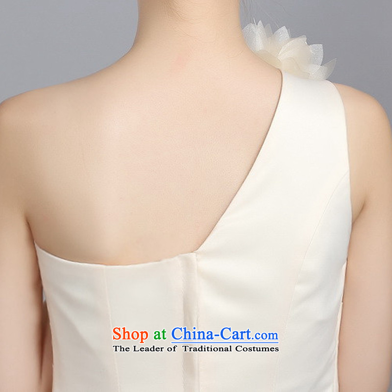 Ishan goods stylish tight elastic bride bridesmaid marriage shoulder bows to show small dress champagne color M ishan goods shopping on the Internet has been pressed.