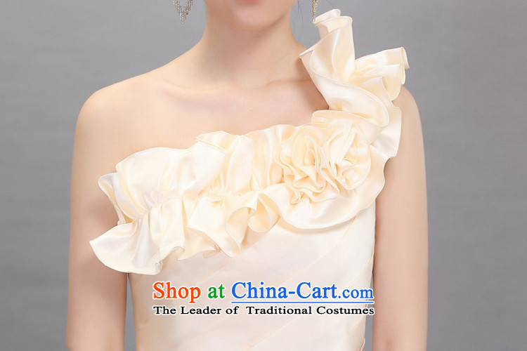 Ishan goods female marriages bows small dress shoulder Beveled Shoulder Bridesmaid Dinner Show Evening Dress Short, champagne color M picture, prices, brand platters! The elections are supplied in the national character of distribution, so action, buy now enjoy more preferential! As soon as possible.