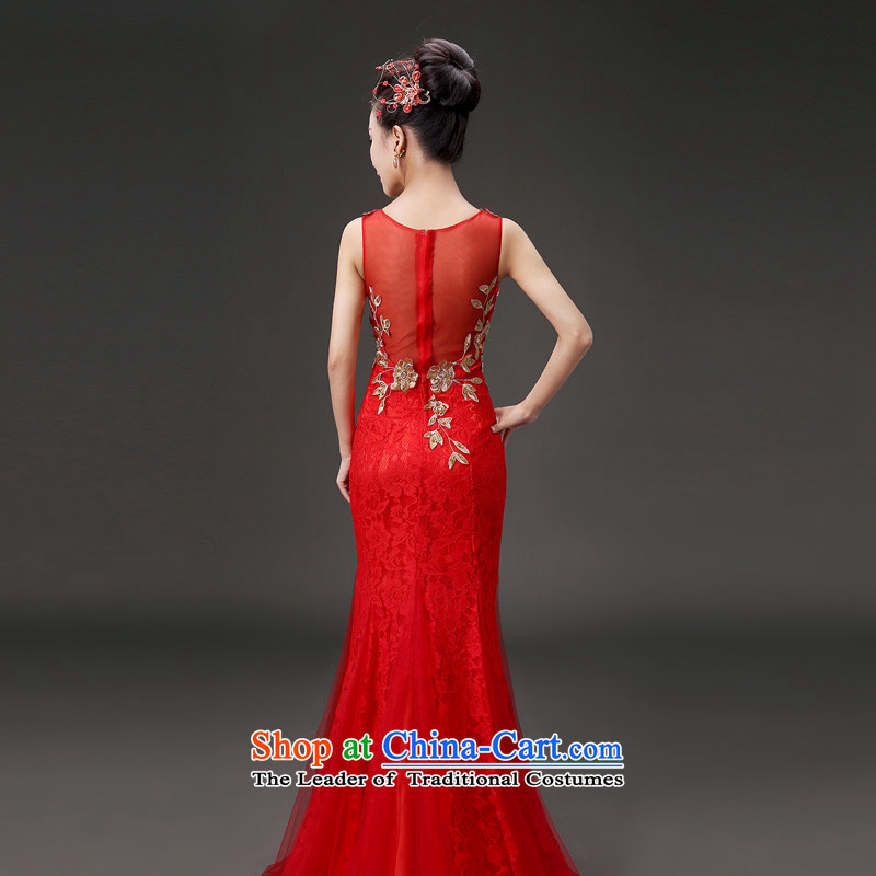 Lan-yi marriages bows dress Korean crowsfoot video thin shoulders evening dresses V-neck under the auspices of the annual concert dress skirt red banquet to align M ft, 2 waist code of friends (LANYI) , , , shopping on the Internet