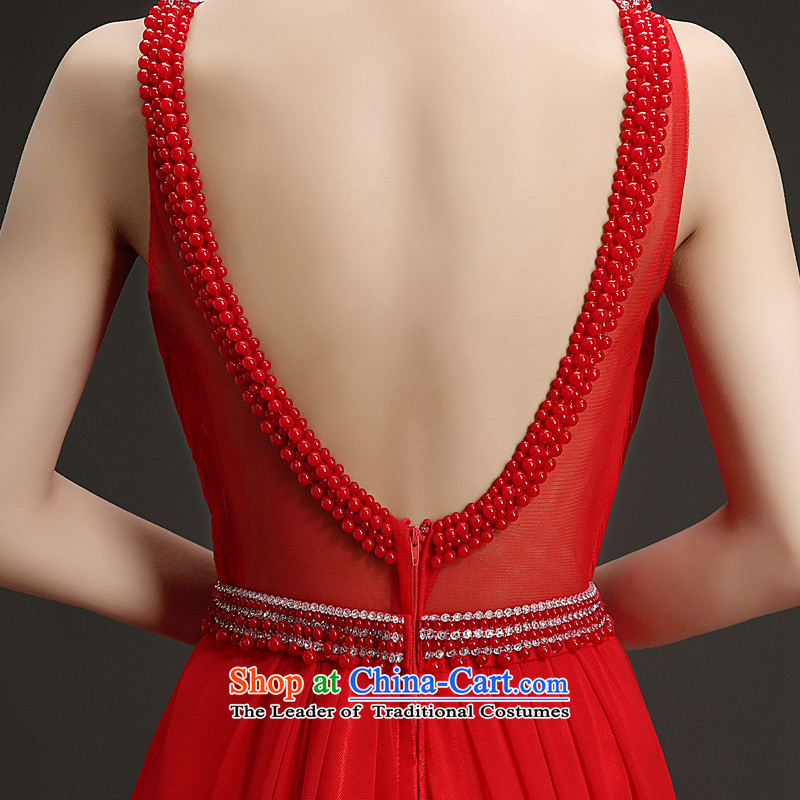 In 2015 the new friends marriages bows dress Korean style graphics thin red to dress the shoulders, under the auspices of the annual concert banquet dinner dress code red S waistline 1.9 feet of friends (LANYI) , , , shopping on the Internet