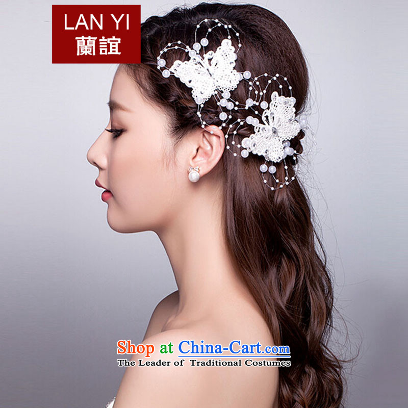 The Friends of the bride wedding dresses qipao accessories Korean butterfly headdress marriages was adorned with Ornate Kanzashi White 2 Pack