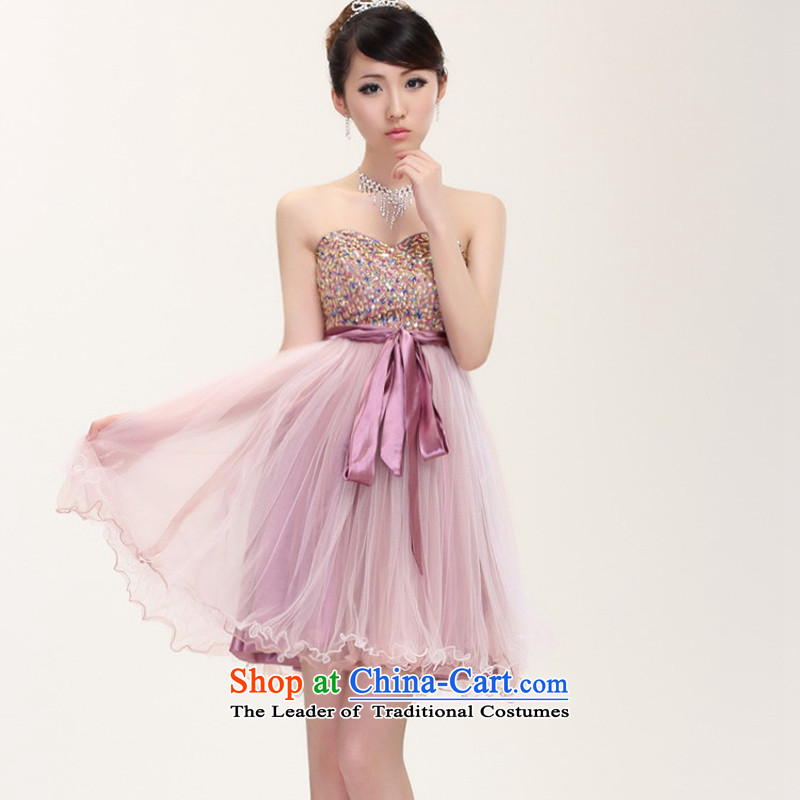 Ishan goods women marry bridesmaid bride bows short of evening dresses on chip lace bon bon skirt small dress with a light purple XXL, ishan goods shopping on the Internet has been pressed.