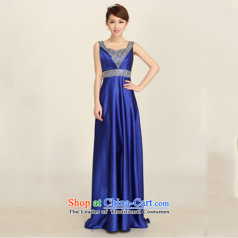 Yet, a banquet dinner dress 2015 new moderator bride bows to shoulder the staple pearl bridesmaid evening dress dh8100 Blue M naoji a , , , shopping on the Internet