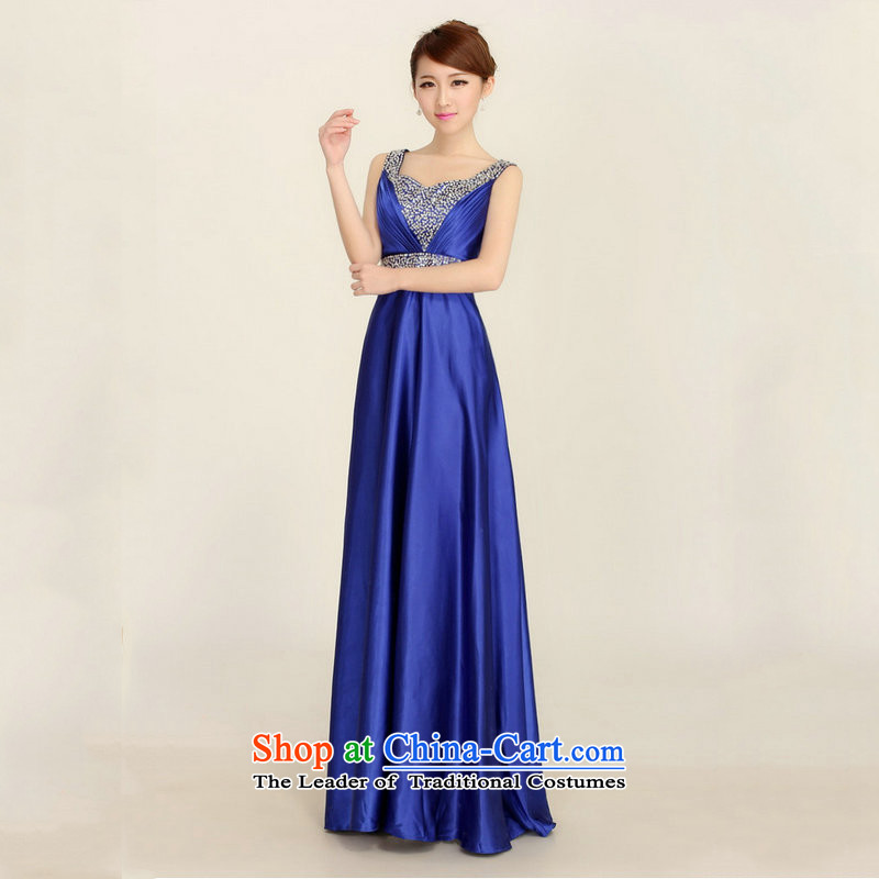 Yet, a banquet dinner dress 2015 new moderator bride bows to shoulder the staple pearl bridesmaid evening dress dh8100 Blue M naoji a , , , shopping on the Internet