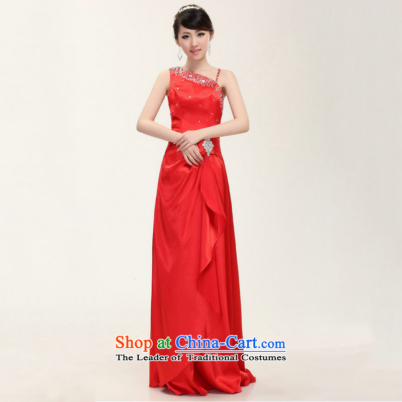 Naoji new single shoulder length of Sau San frockcoat bows to stage performances and stylish evening dress dh6803 RED M naoji a , , , shopping on the Internet