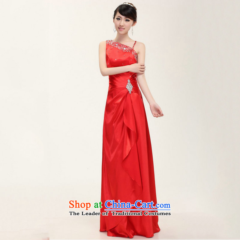 Naoji new single shoulder length of Sau San frockcoat bows to stage performances and stylish evening dress dh6803 RED M naoji a , , , shopping on the Internet