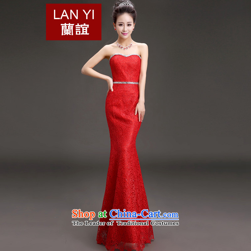 In the?spring of 2015, Friends new bride chest bows dresses and stylish Sau San video thin marriage long bride bows dress banquet will preside over the red?M code 2 feet waist