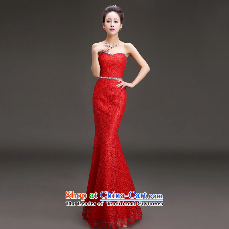 In the spring of 2015, Friends new bride chest bows dresses and stylish Sau San video thin marriage long bride bows dress banquet will preside over the red M code 2 feet of the waist-yi (LANYI) , , , shopping on the Internet