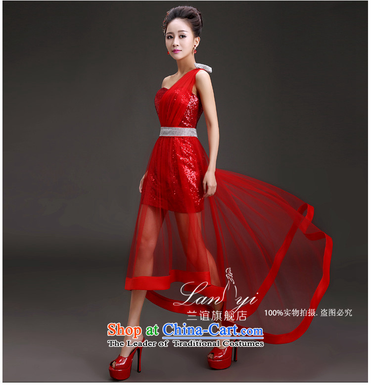 In 2015 the new friends spring and summer evening dresses Korean shoulder graphics thin front stub long after the bride wedding dress bows services under the auspices of performances banquet service Code Red S waistline 1.9 feet picture, prices, brand platters! The elections are supplied in the national character of distribution, so action, buy now enjoy more preferential! As soon as possible.