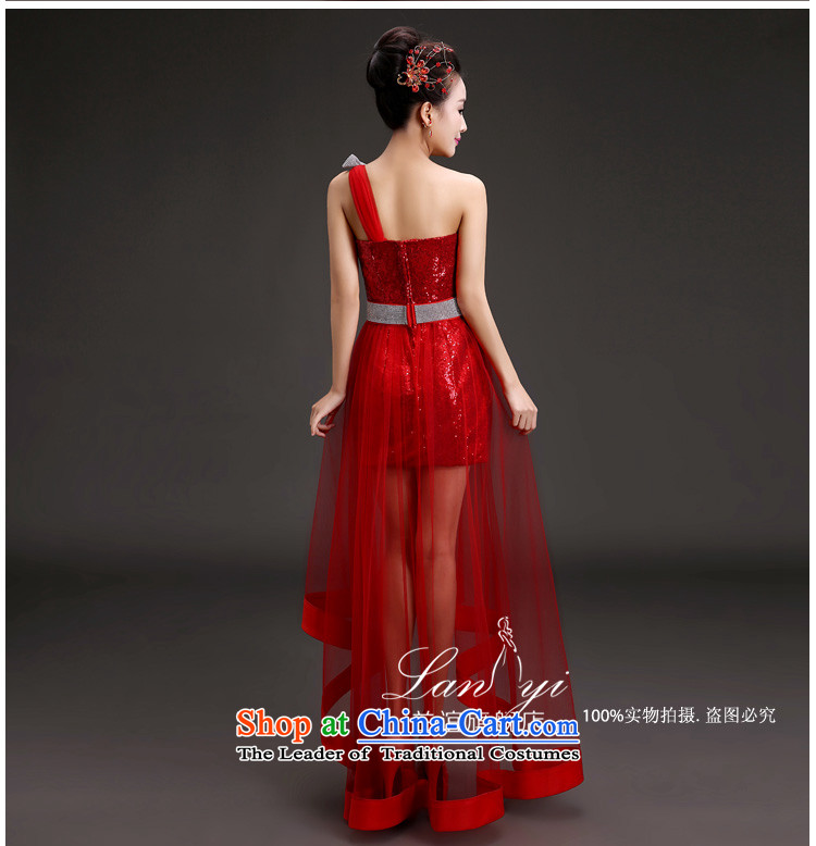 In 2015 the new friends spring and summer evening dresses Korean shoulder graphics thin front stub long after the bride wedding dress bows services under the auspices of performances banquet service Code Red S waistline 1.9 feet picture, prices, brand platters! The elections are supplied in the national character of distribution, so action, buy now enjoy more preferential! As soon as possible.