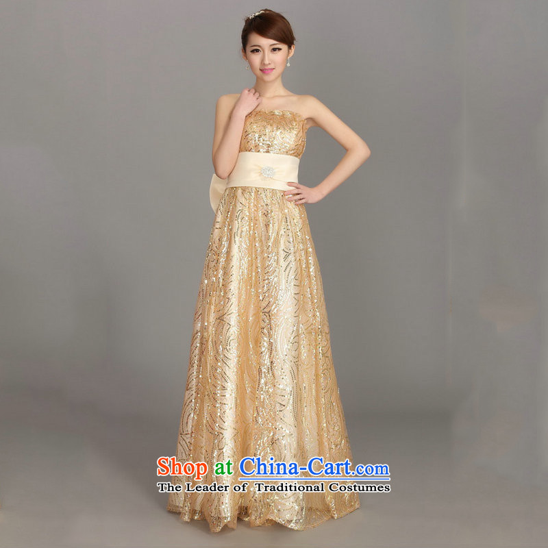 Naoji a dress marriage services dress bows bride of winter clothing and stylish dresses long bridesmaid dress female dh3413 champagne color XXL, naoji a , , , shopping on the Internet