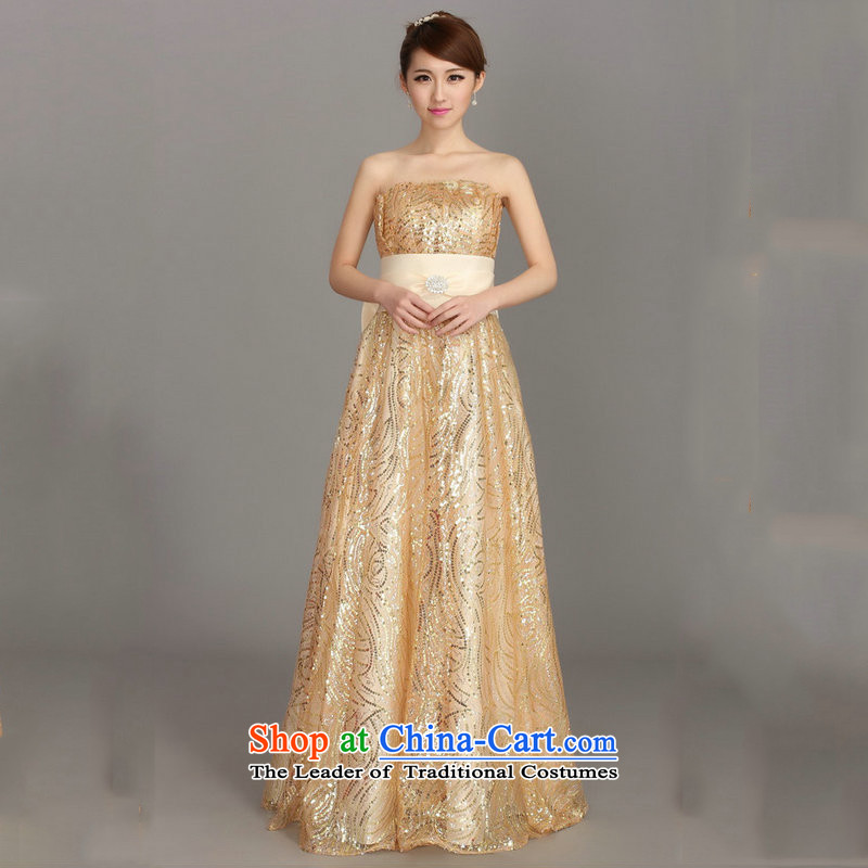 Naoji a dress marriage services dress bows bride of winter clothing and stylish dresses long bridesmaid dress female dh3413 champagne color XXL, naoji a , , , shopping on the Internet