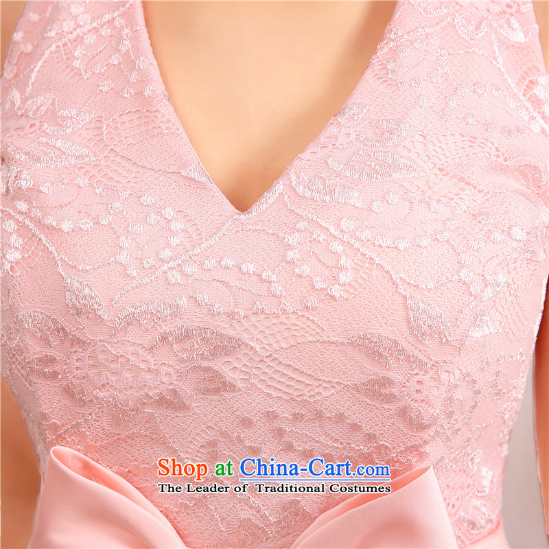 C.o.d. lace pattern breast V-Neck Mount also small dress skirt back and sexy goddess marriage skirt bridesmaid sister in the skirt larger small dress code, pink are still of the land has been pressed clothes shopping on the Internet