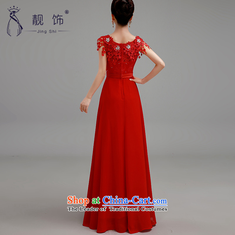 The new 2015 International Friendship wedding dresses red long gown marriages a shoulder dress field service S talks bows red trim (JINGSHI) , , , shopping on the Internet
