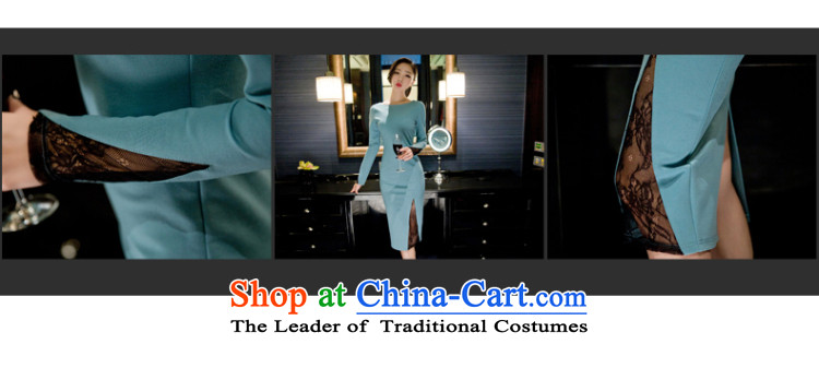 Mr Ronald Log Road 2015 Spring New aristocratic elegant fluoroscopy lace package and dresses dress long skirt -202 ink blue S picture, prices, brand platters! The elections are supplied in the national character of distribution, so action, buy now enjoy more preferential! As soon as possible.