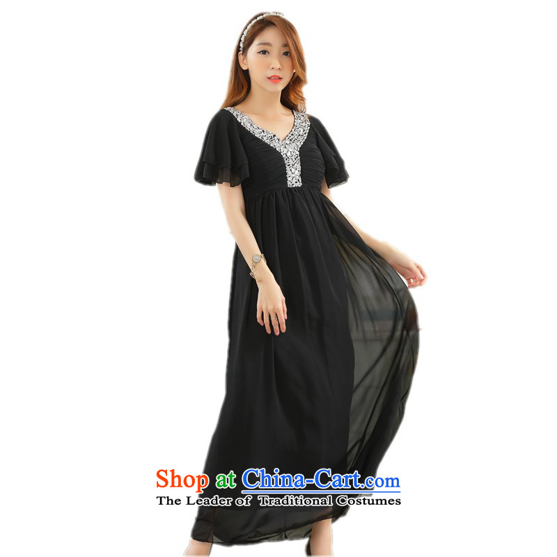C.o.d. xl chiffon long skirt on-chip beads nail diamond V-Neck Niba cuff gentlewoman conservative dress annual meeting hosted a small skirt thick mm champagne color codes are approximately 90-120, land is of Yi , , , shopping on the Internet