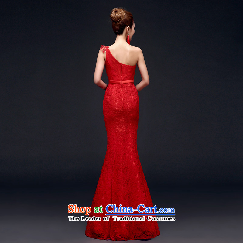 The privilege of serving-leung 2015 new red bride wedding dress long to align the evening dress bows services have served a crowsfoot Red M-leung , , , shopping on the Internet