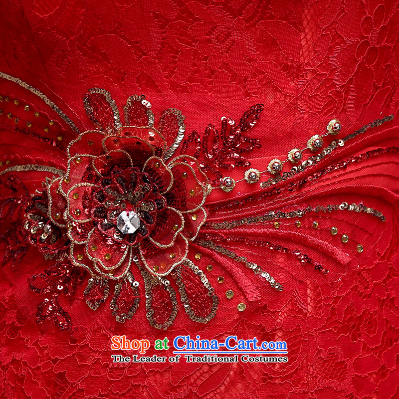 The privilege of serving-leung 2015 new red bride wedding dress long to align the evening dress bows services have served a crowsfoot Red M-leung , , , shopping on the Internet