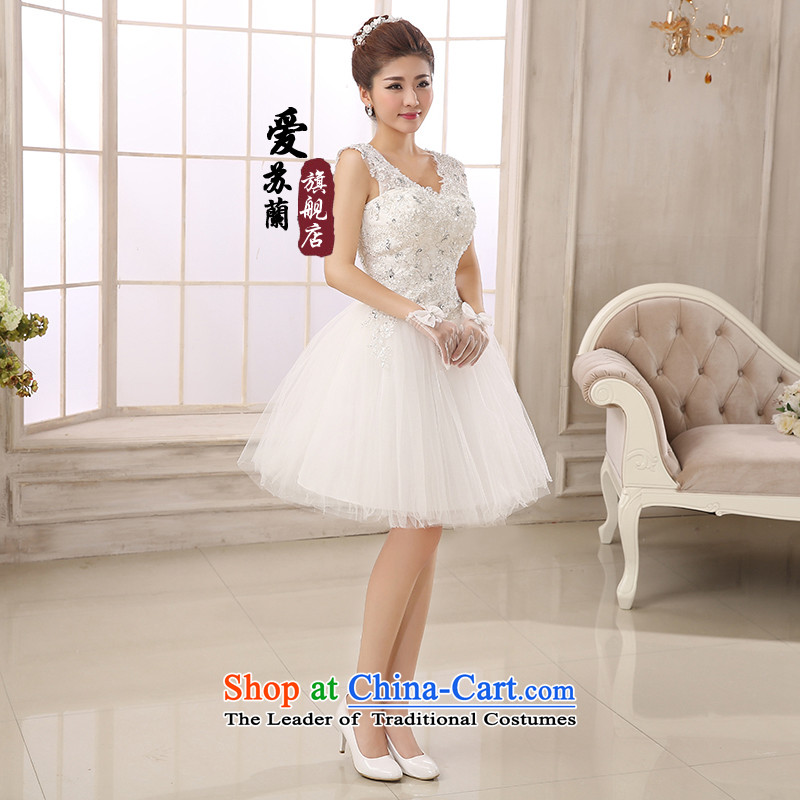 The new short dress shoulders with lace dress bride short of dress bridal dresses small wedding dresses bridesmaid simple white XXL, Su-lan , , , Love shopping on the Internet