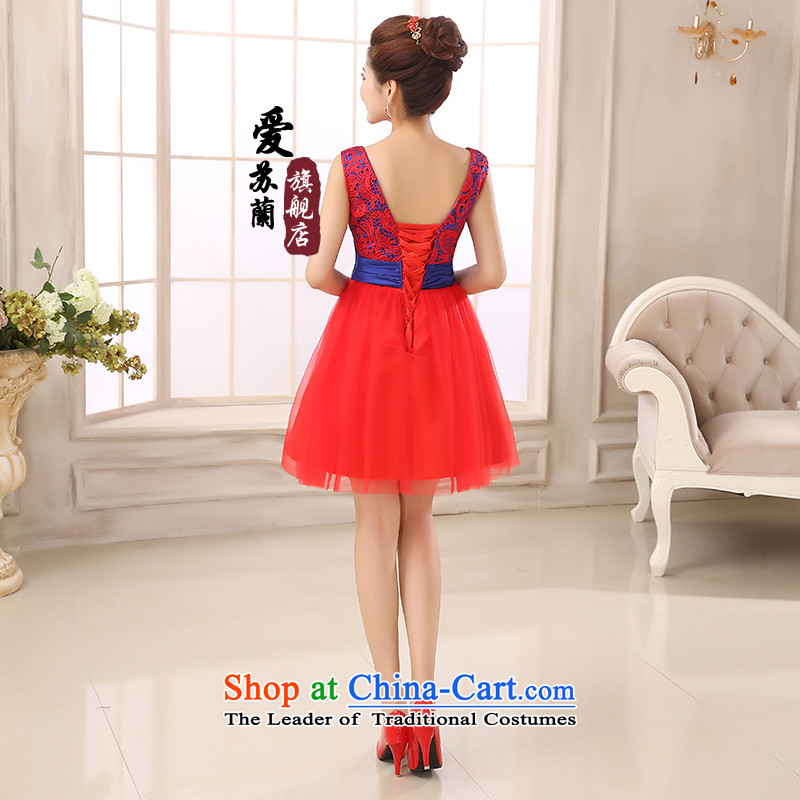 New Dress Short dress hibiscus lace shoulders short dress oval-back dress bridesmaid dress red XXL, love Su-lan , , , shopping on the Internet
