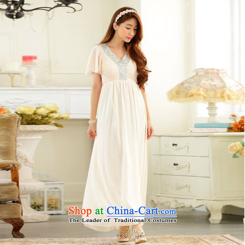 The end of the light (QM) Annual atmospheric horn come on-chip V-neck in the cuff-long gown chiffon dresses  JK9629B-1 champagne color, light at the end of both Codes , , , shopping on the Internet