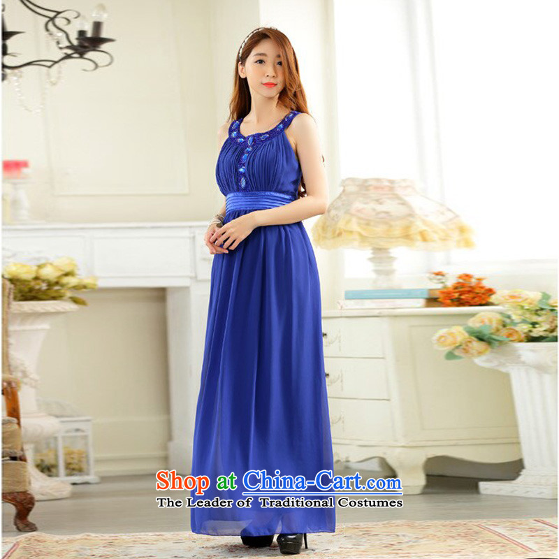 The end of the light (QM) Kampala shoulder hand nailed on the Pearl River delta drilling-long gown chiffon dresses  XXL, blue light at the end of JK9627C-1 shopping on the Internet has been pressed.