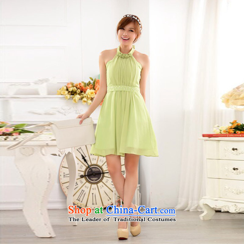 The end of the light (QM) sweet a nail-ju wrapped chest sister skirt chiffon annual large dresses dress code are green fruit JK9917C-1, light at the end of shopping on the Internet has been pressed.