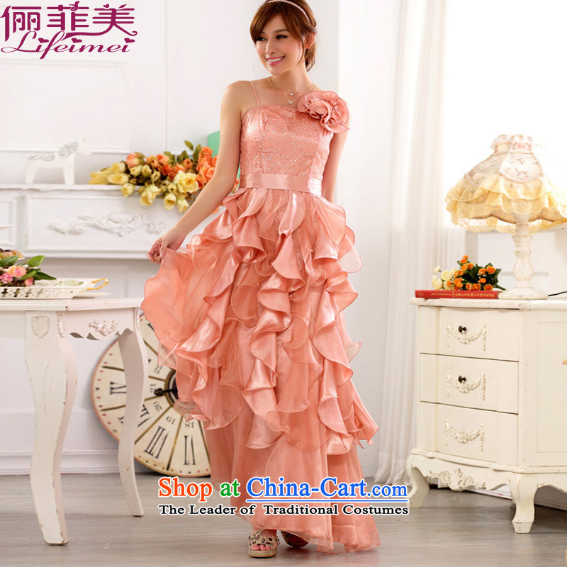 158 stylish and the annual meeting of the Evening Show Services nightclubs skirt Top Loin of Princess skirt on the lifting strap is long drink large video bride thin evening dresses dresses pink?XXL 135-155 for a catty