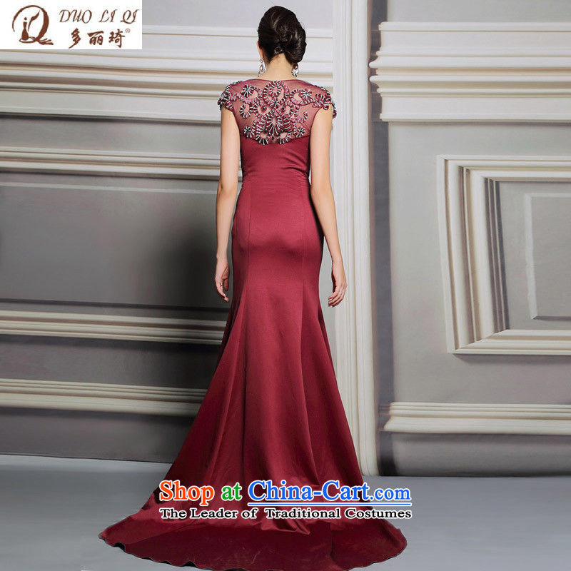 Doris Qi Europe long tail dress stylish red v-neck and sexy party evening picture color , more than 31,190 Li Qi (doris dress) , , , shopping on the Internet