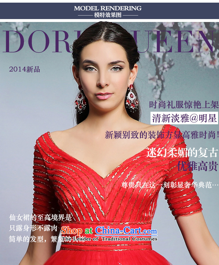 Doris Qi red bride Top Loin of wedding dresses in sleeve v-neck gauze evening banquet 31197 Red XXL picture, prices, brand platters! The elections are supplied in the national character of distribution, so action, buy now enjoy more preferential! As soon as possible.